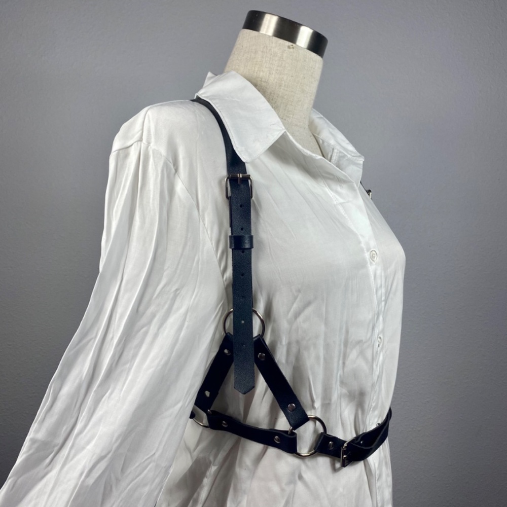 Fashion Black Leather Harness Belt - Picture 7 of 9
